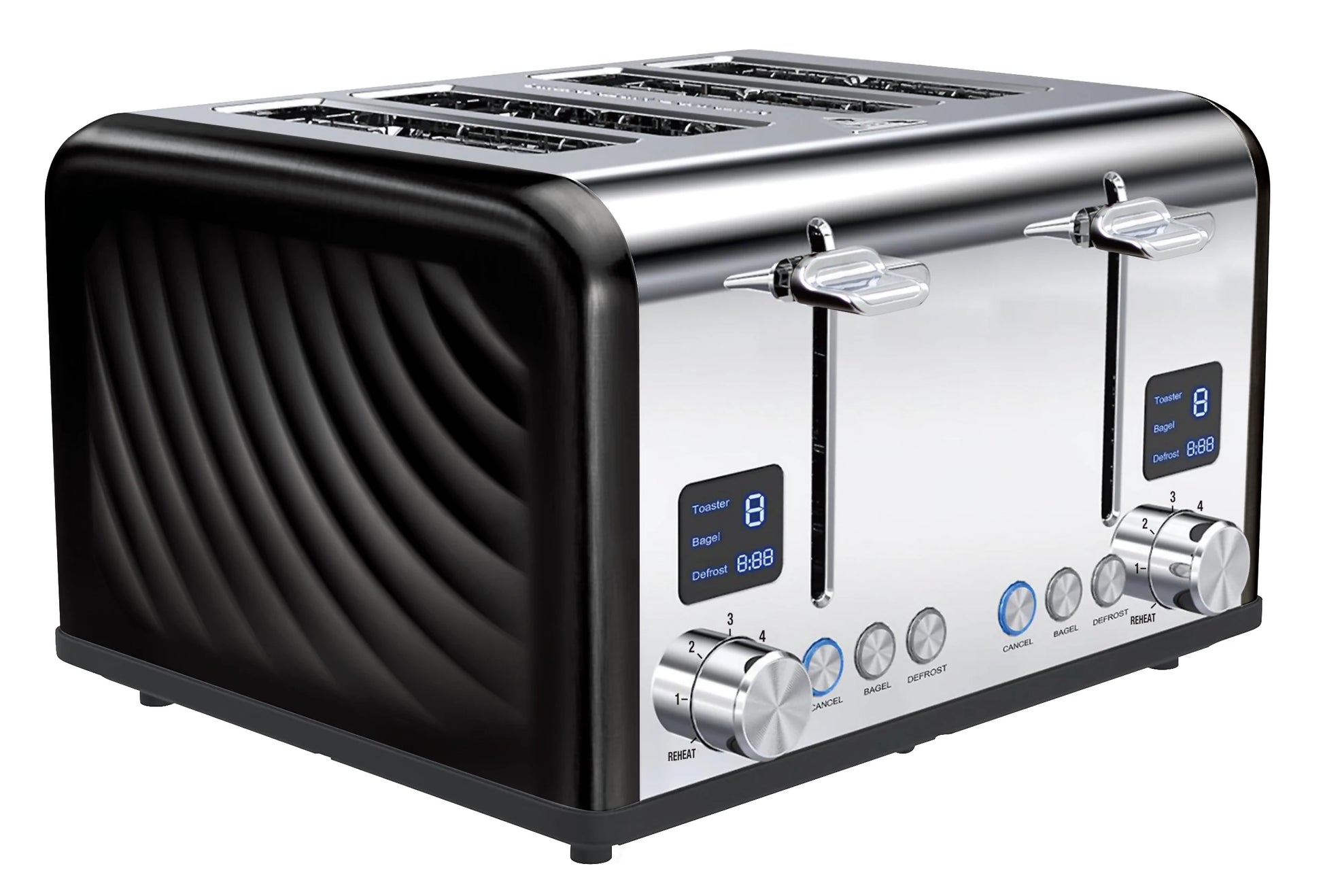 JMT-529930 Stainless Steel 4-Slice Toaster with Adjustable 1-6 Level Browning Control