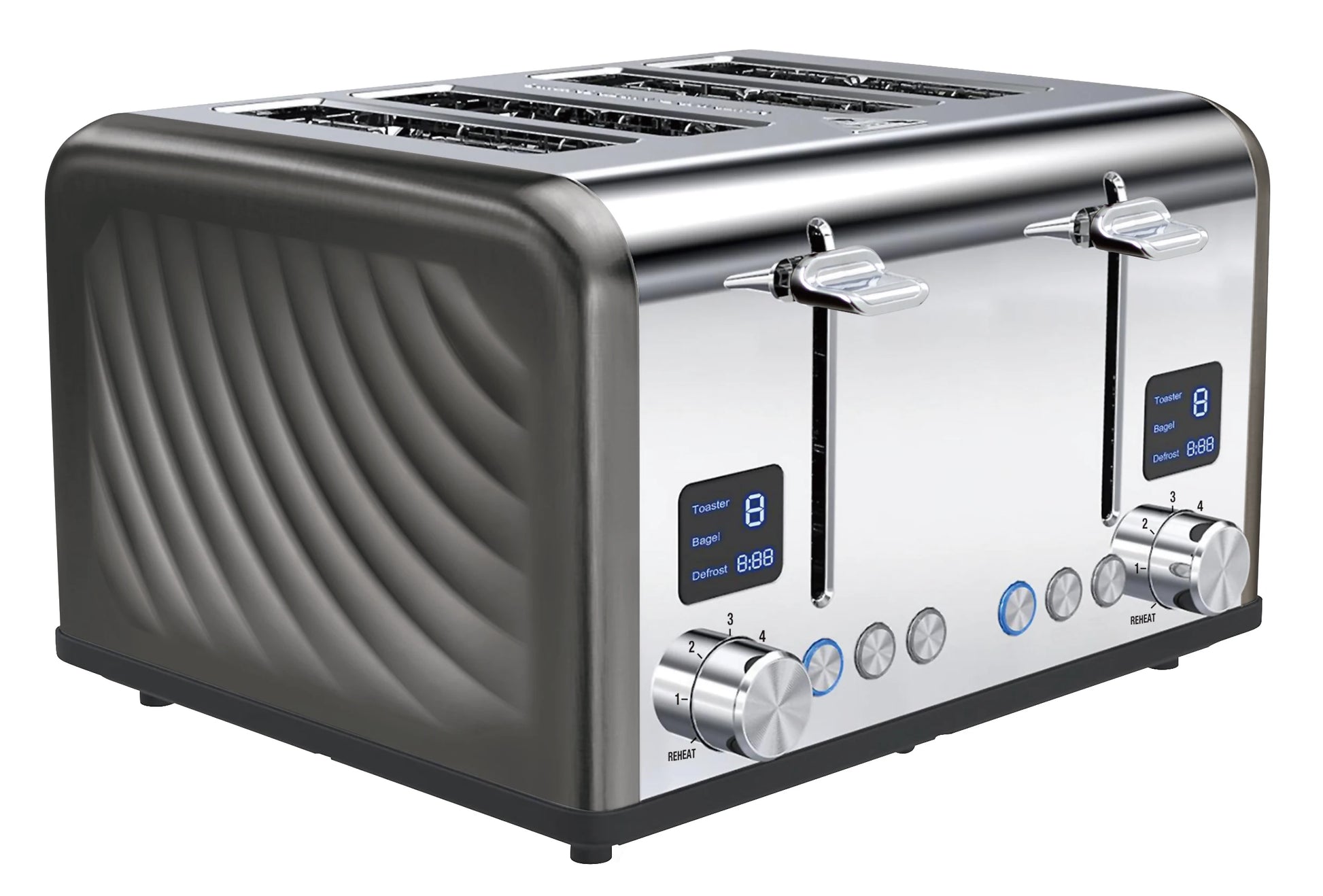 JMT-529930 Stainless Steel 4-Slice Toaster with Adjustable 1-6 Level Browning Control