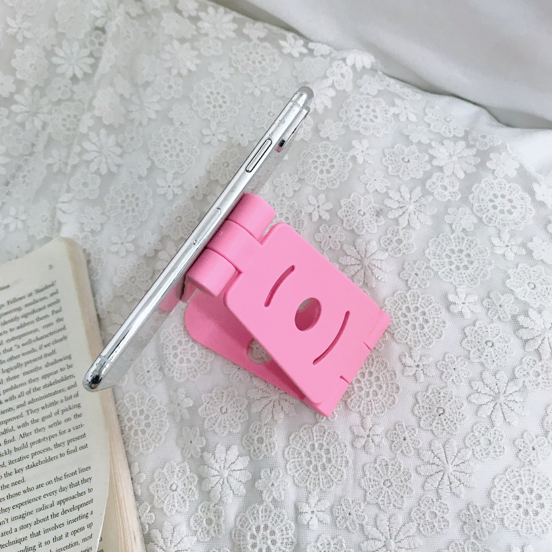 JMT-529994 Folding Mobile Phone Stand for Live Streaming - ABS, 4 Colors: Green, White, Black, Pink