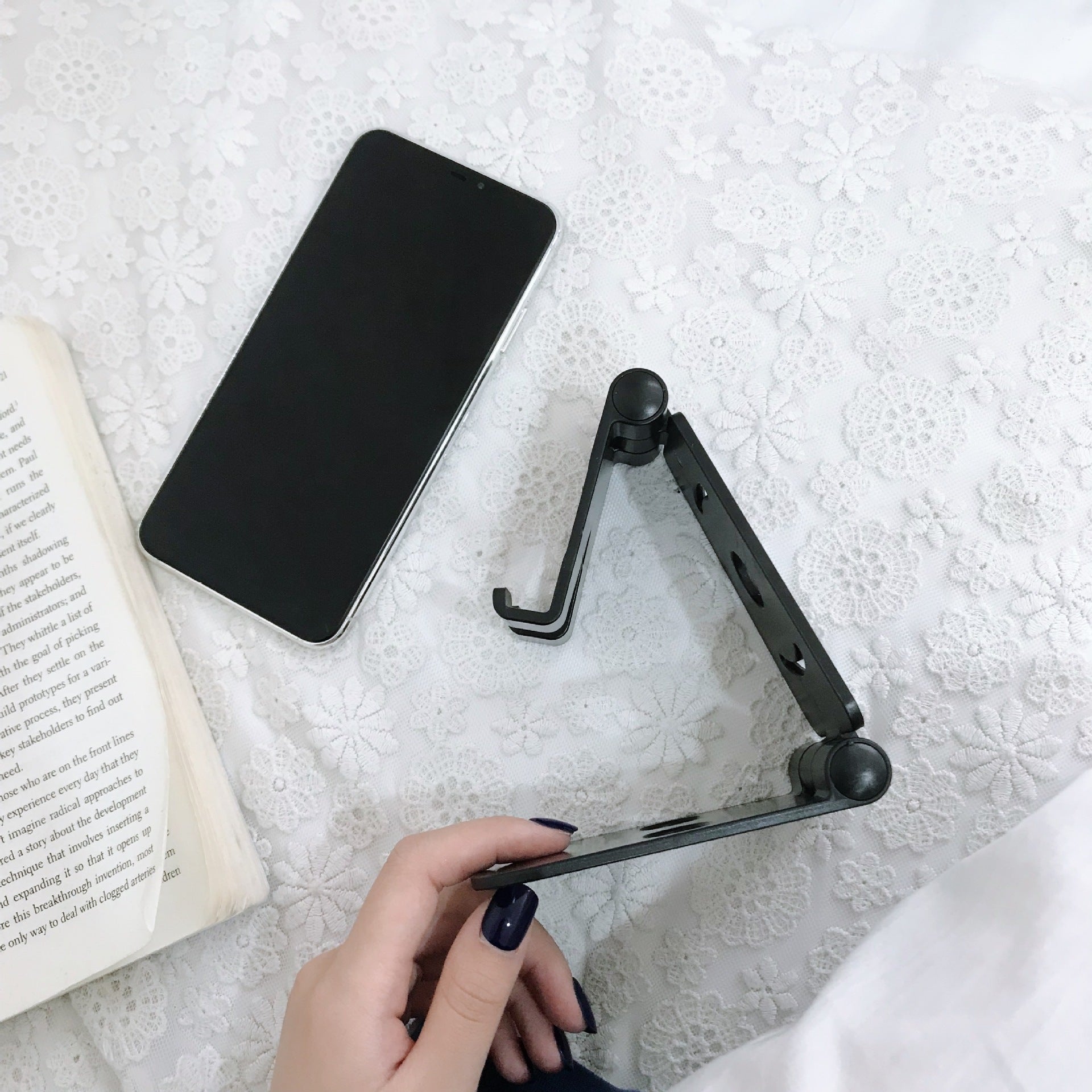 JMT-529994 Folding Mobile Phone Stand for Live Streaming - ABS, 4 Colors: Green, White, Black, Pink