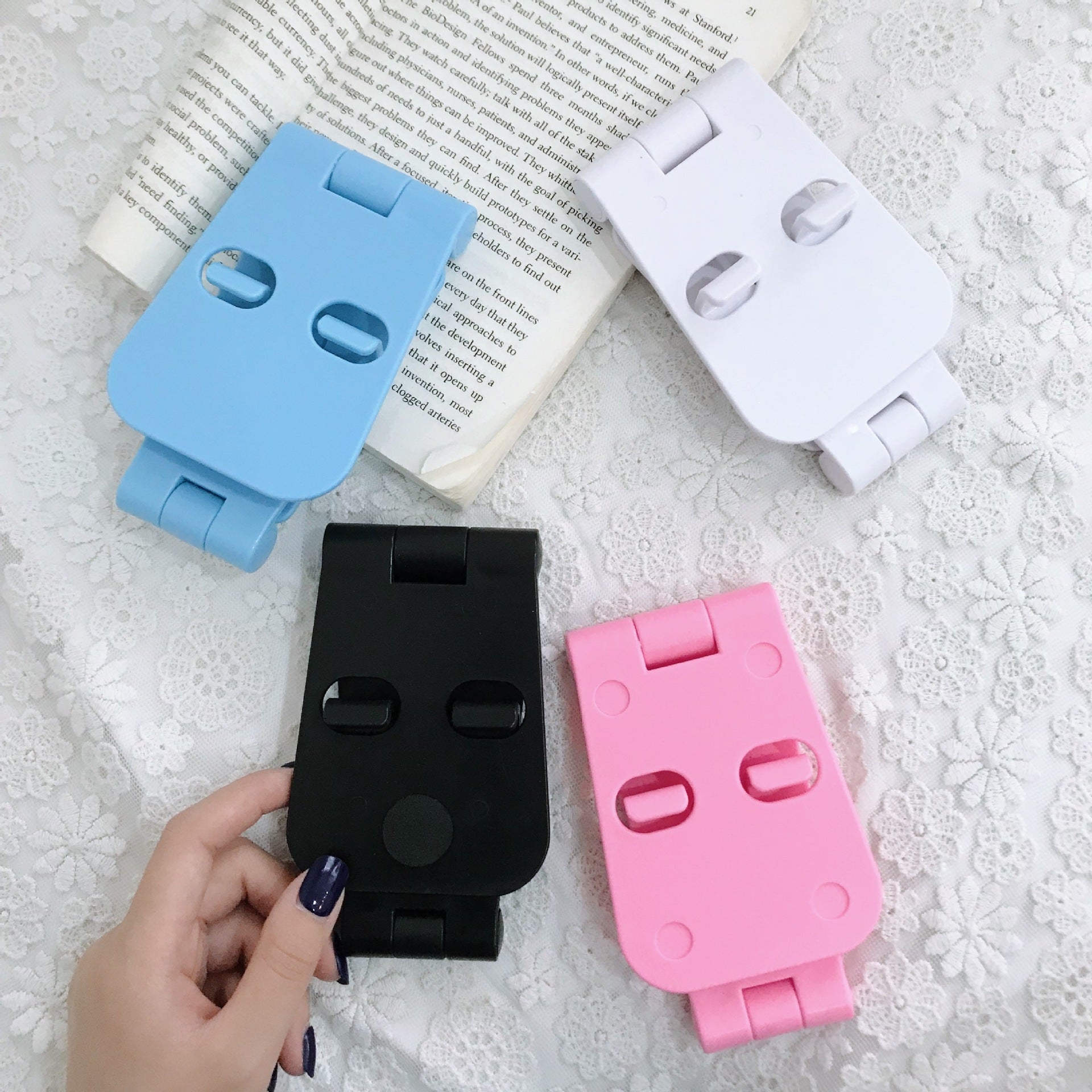 JMT-529994 Folding Mobile Phone Stand for Live Streaming - ABS, 4 Colors: Green, White, Black, Pink