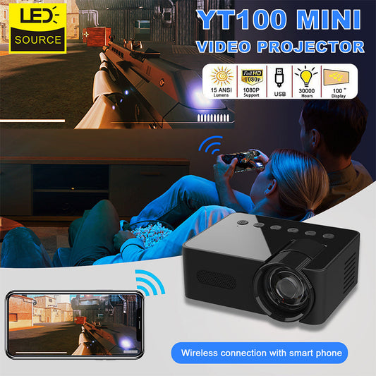 JMT-530314 Mini Portable Home Projector with Wireless Screen Mirroring, USB Power Supply, and Built-in Speaker - Compact and Lightweight Design