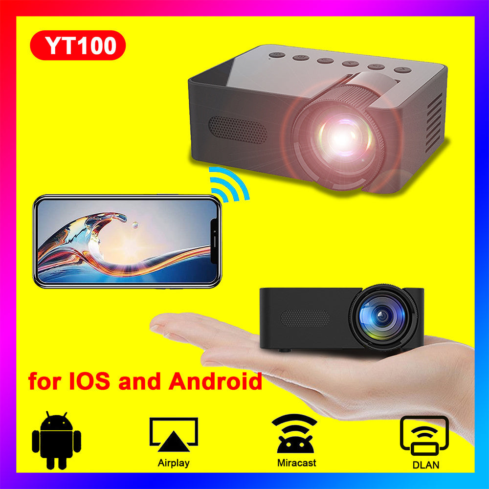 JMT-530314 Mini Portable Home Projector with Wireless Screen Mirroring, USB Power Supply, and Built-in Speaker - Compact and Lightweight Design