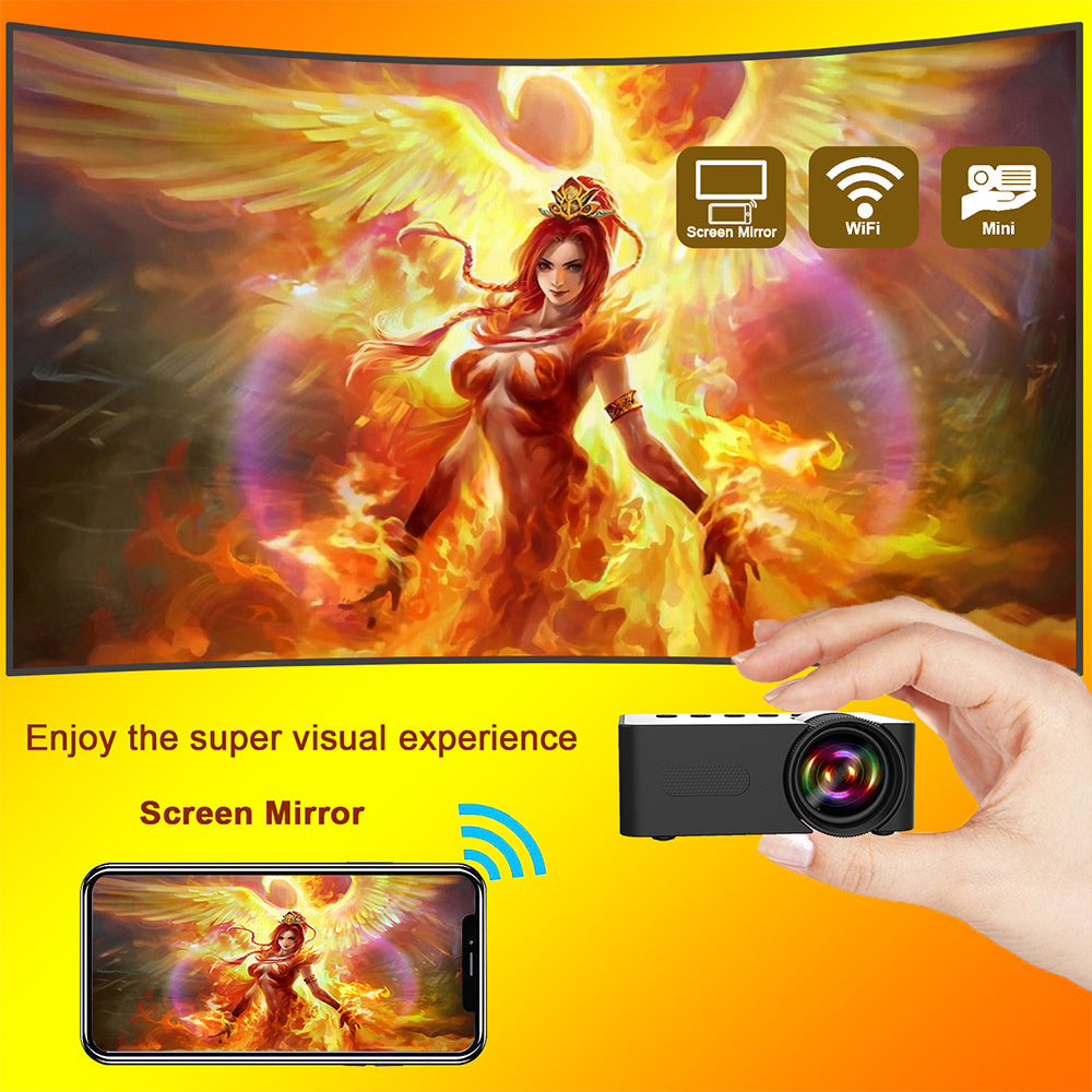 JMT-530314 Mini Portable Home Projector with Wireless Screen Mirroring, USB Power Supply, and Built-in Speaker - Compact and Lightweight Design
