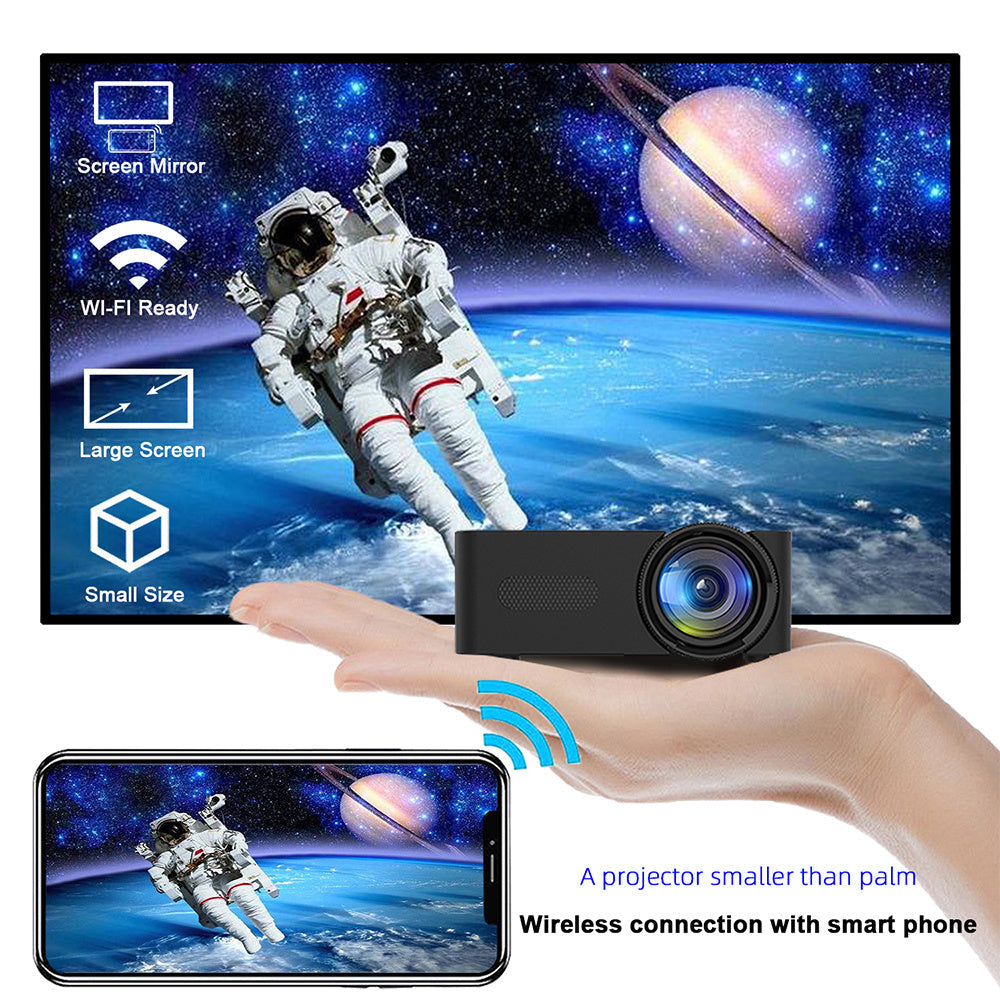 JMT-530314 Mini Portable Home Projector with Wireless Screen Mirroring, USB Power Supply, and Built-in Speaker - Compact and Lightweight Design