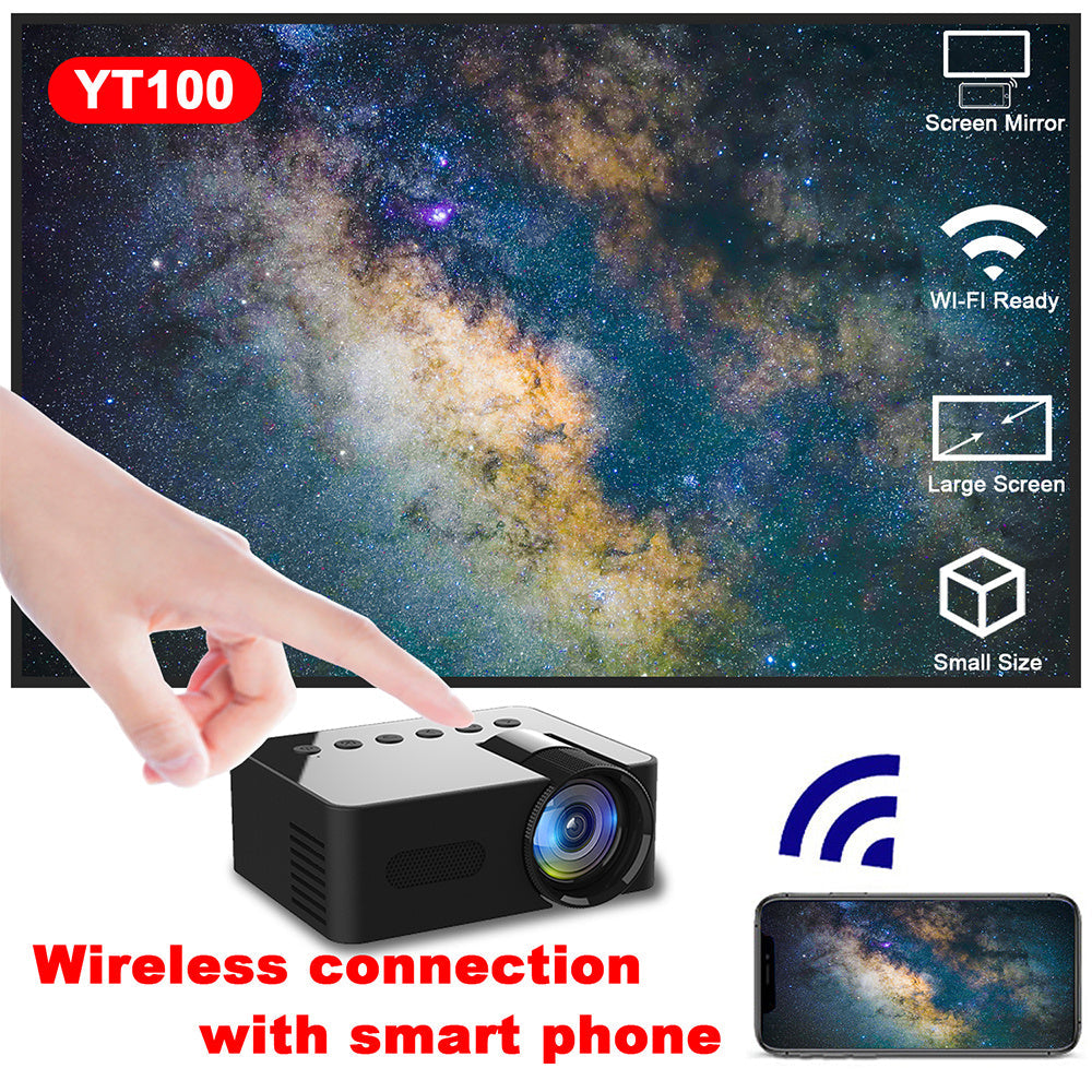 JMT-530314 Mini Portable Home Projector with Wireless Screen Mirroring, USB Power Supply, and Built-in Speaker - Compact and Lightweight Design