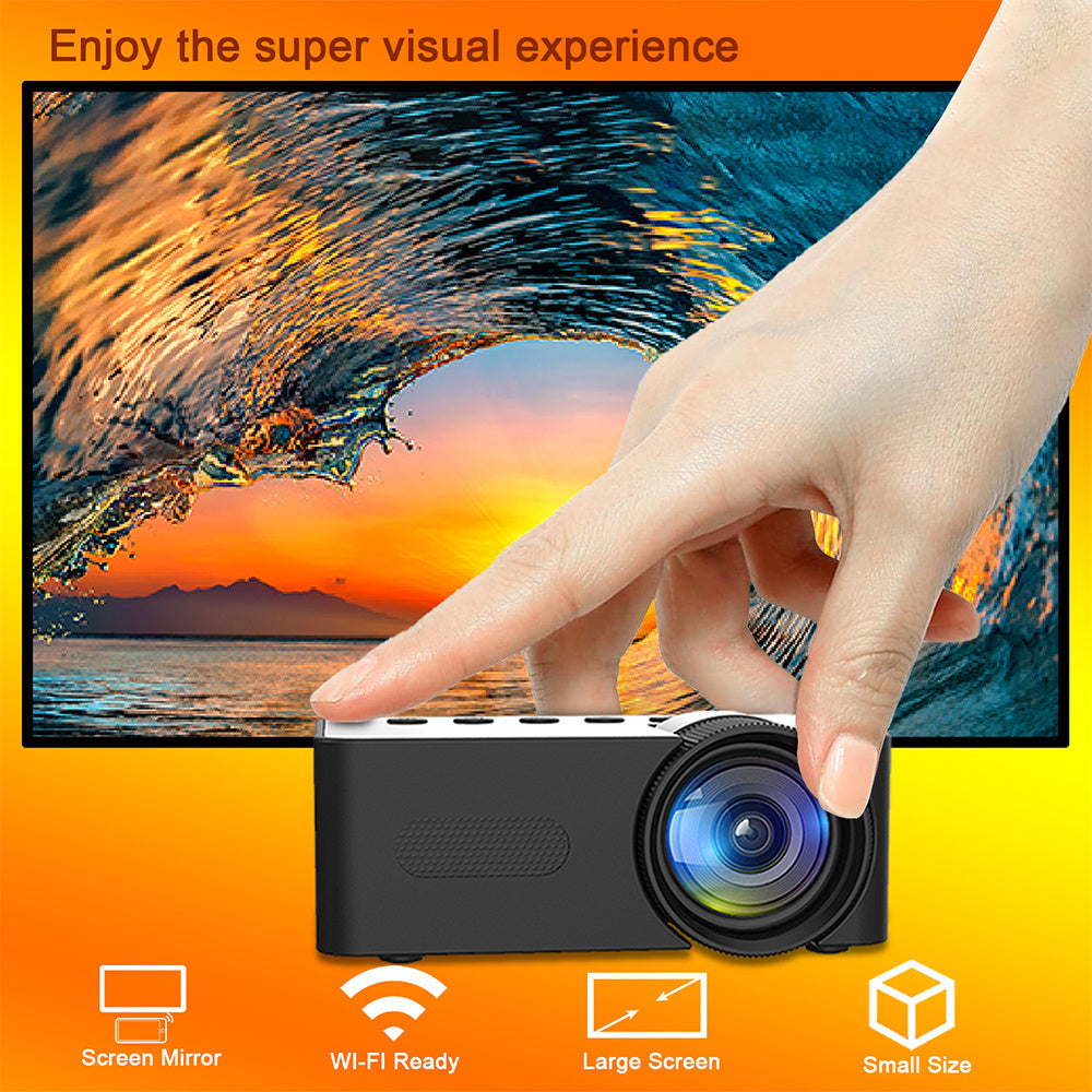 JMT-530314 Mini Portable Home Projector with Wireless Screen Mirroring, USB Power Supply, and Built-in Speaker - Compact and Lightweight Design