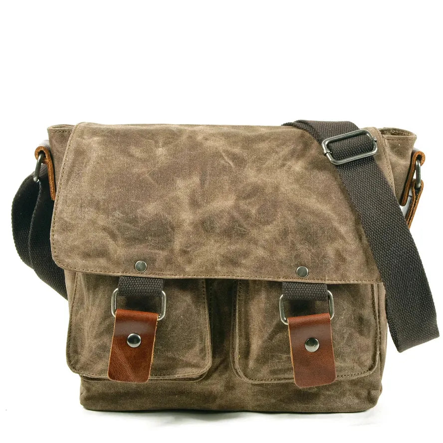 JMT-530506 Trendy Business Casual Canvas Messenger Bag with Genuine Leather Accents for Men