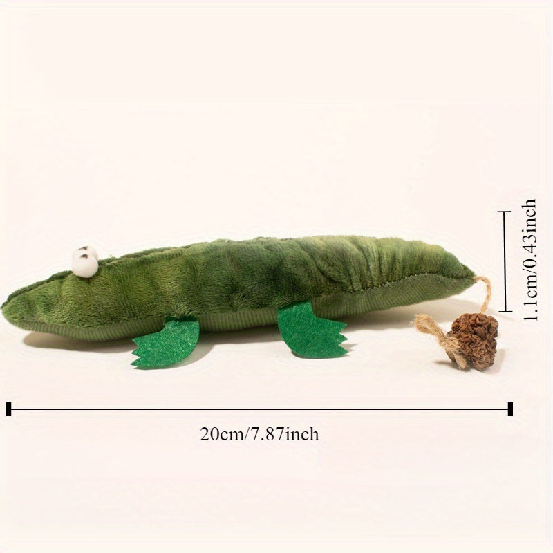 JMT-530954 Durable Plush Alligator Catnip Toy with Peppermint Scent for Stress Relief and Oral Care