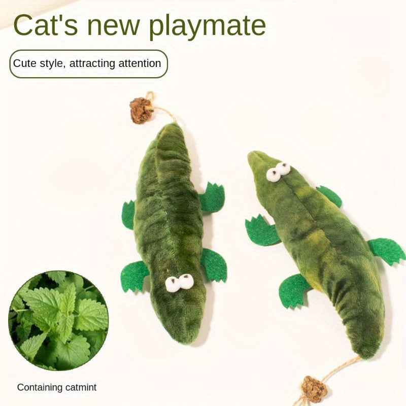 JMT-530954 Durable Plush Alligator Catnip Toy with Peppermint Scent for Stress Relief and Oral Care