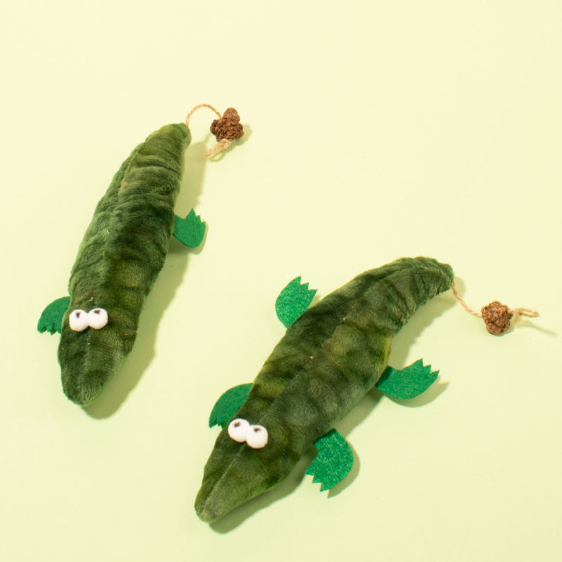 JMT-530954 Durable Plush Alligator Catnip Toy with Peppermint Scent for Stress Relief and Oral Care