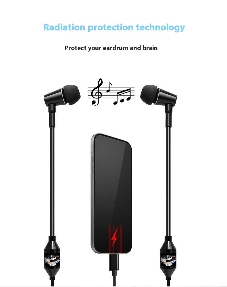 JMT-530954 In-ear Music Headset with Microphone and Air Conduit Radiation Protection, Wired, Black and Silver Options, 20-20000Hz Frequency Range