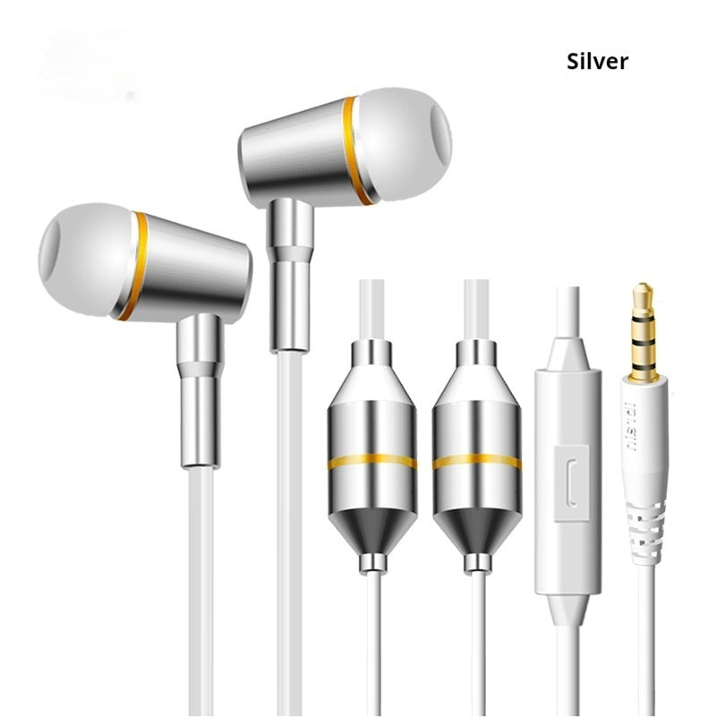JMT-530954 In-ear Music Headset with Microphone and Air Conduit Radiation Protection, Wired, Black and Silver Options, 20-20000Hz Frequency Range