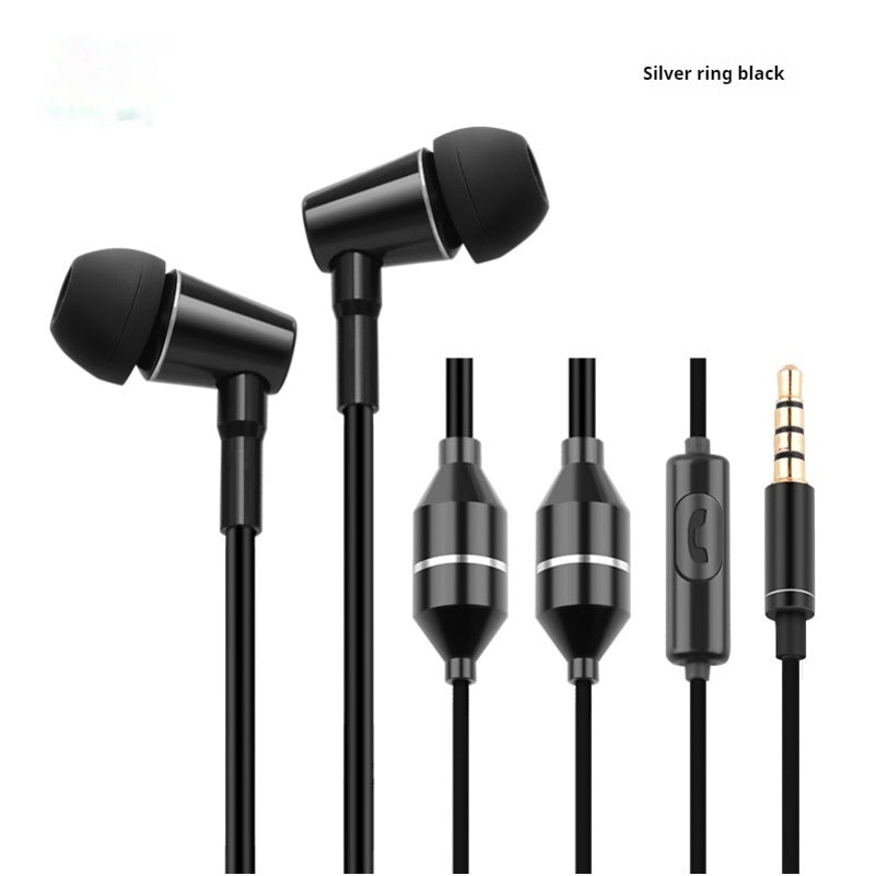 JMT-530954 In-ear Music Headset with Microphone and Air Conduit Radiation Protection, Wired, Black and Silver Options, 20-20000Hz Frequency Range