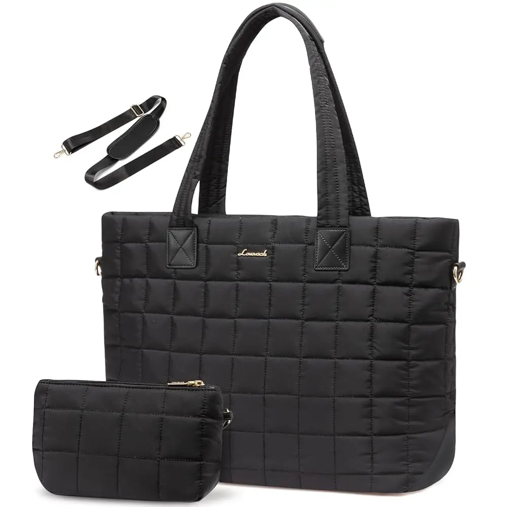 JMT-530954 Lightweight Quilted Tote Bag for 15.6in Laptop - Stylish Shoulder Purse for Work and Business
