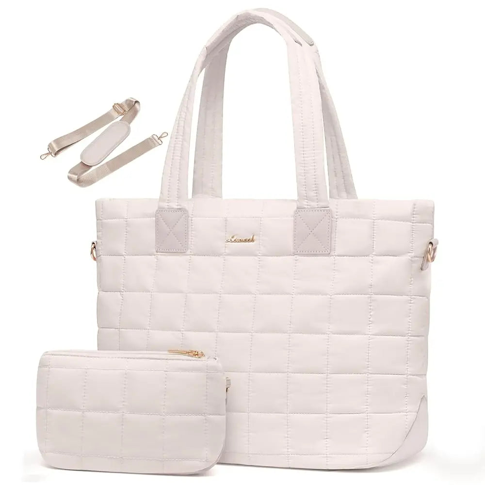 JMT-530954 Lightweight Quilted Tote Bag for 15.6in Laptop - Stylish Shoulder Purse for Work and Business
