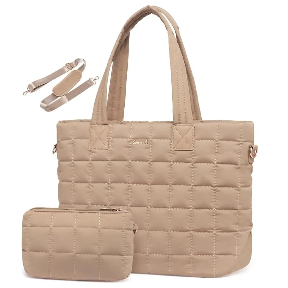 JMT-530954 Lightweight Quilted Tote Bag for 15.6in Laptop - Stylish Shoulder Purse for Work and Business