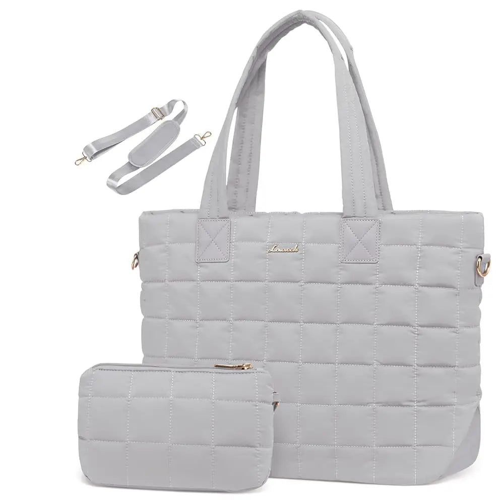 JMT-530954 Lightweight Quilted Tote Bag for 15.6in Laptop - Stylish Shoulder Purse for Work and Business