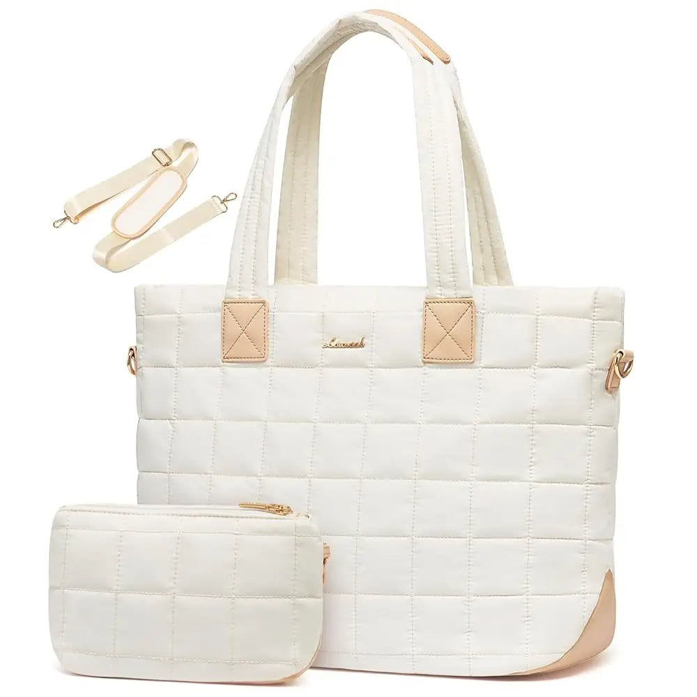 JMT-530954 Lightweight Quilted Tote Bag for 15.6in Laptop - Stylish Shoulder Purse for Work and Business