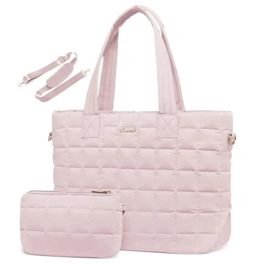 JMT-530954 Lightweight Quilted Tote Bag for 15.6in Laptop - Stylish Shoulder Purse for Work and Business