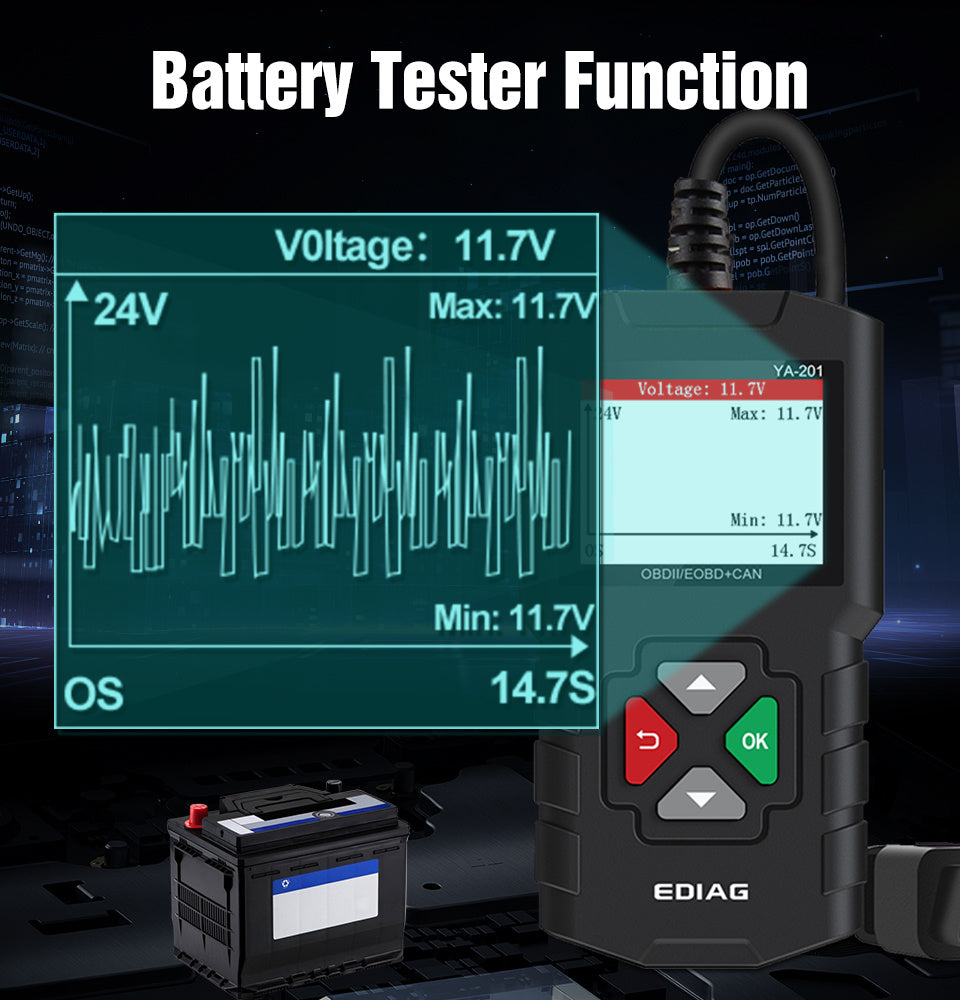 JMT-531082 OBD2 Car Battery Detector for Vehicle Diagnostics and Identification