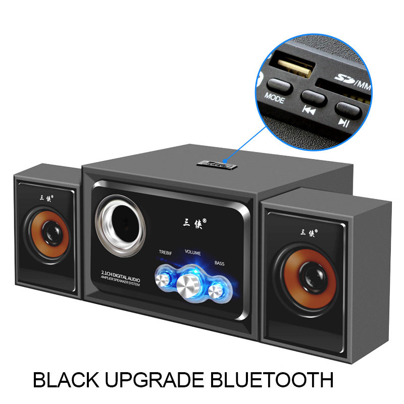 JMT-531466 Compact Wireless Bluetooth Subwoofer Speaker System with Wood Finish, 2.1 Channel Audio, SD/USB Support