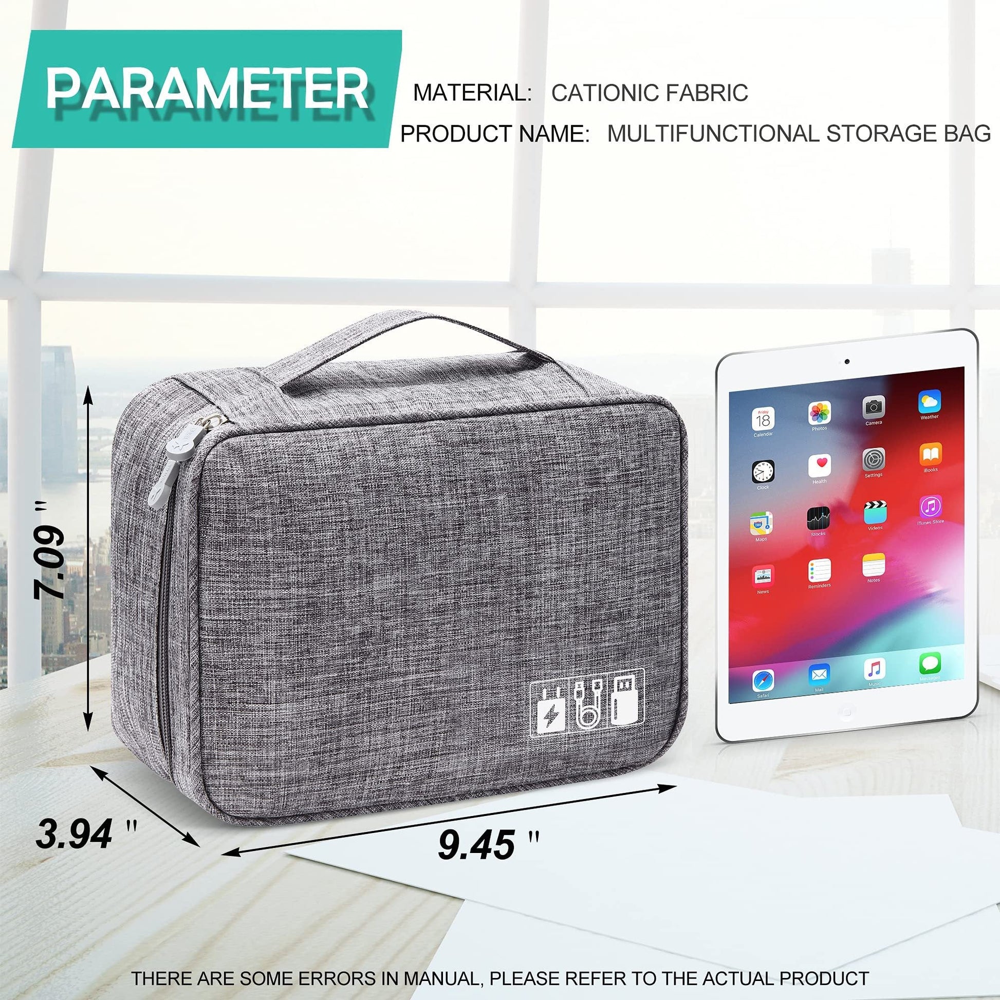 JMT-531466 Portable Waterproof Electronics Organizer Bag with Adjustable Compartments and Premium Storage Features