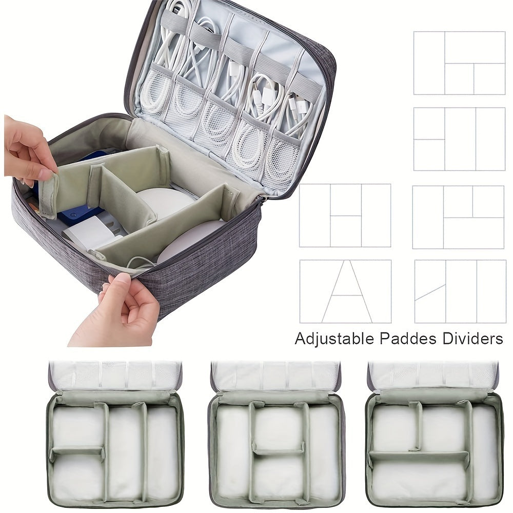 JMT-531466 Portable Waterproof Electronics Organizer Bag with Adjustable Compartments and Premium Storage Features