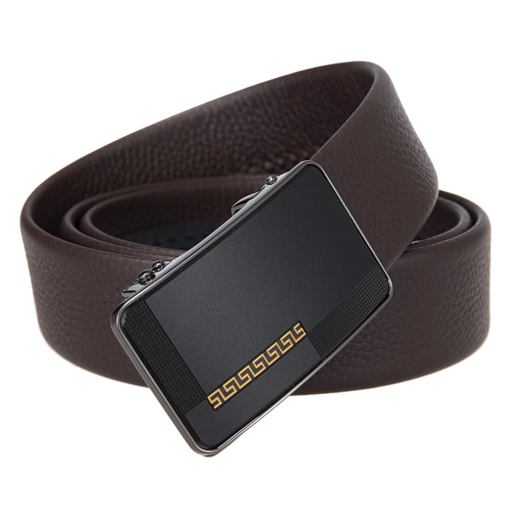 JMT-532042 Men's Simple Automatic Buckle First Layer Leather Belt - Model LY36-25641-5