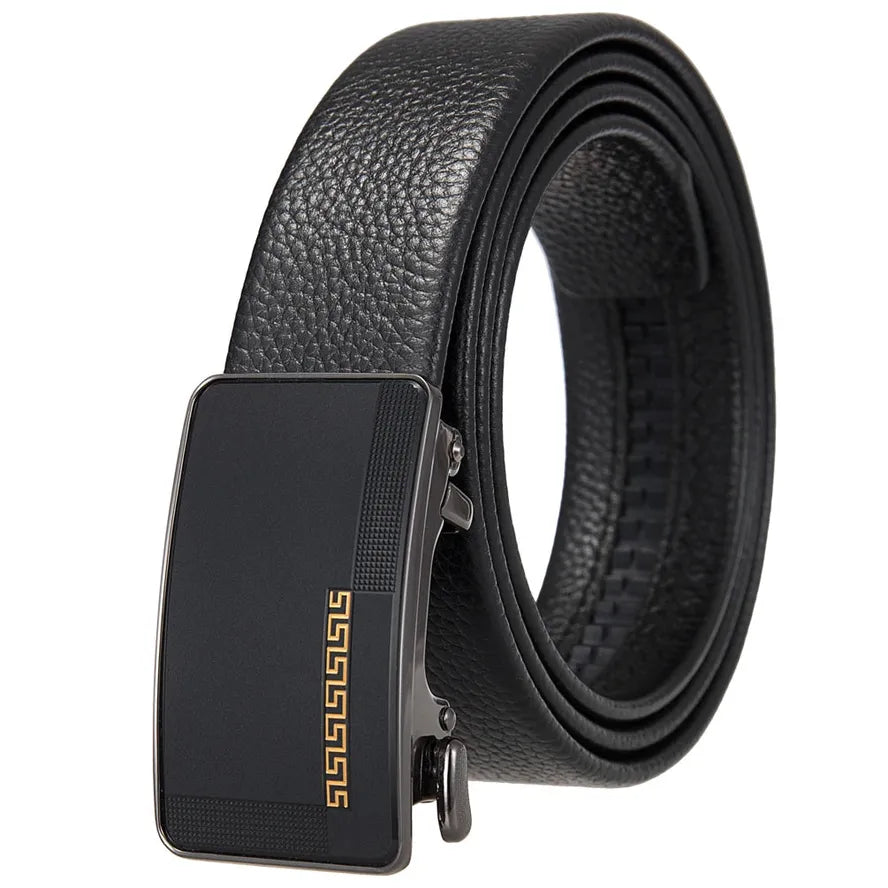 JMT-532042 Men's Simple Automatic Buckle First Layer Leather Belt - Model LY36-25641-5