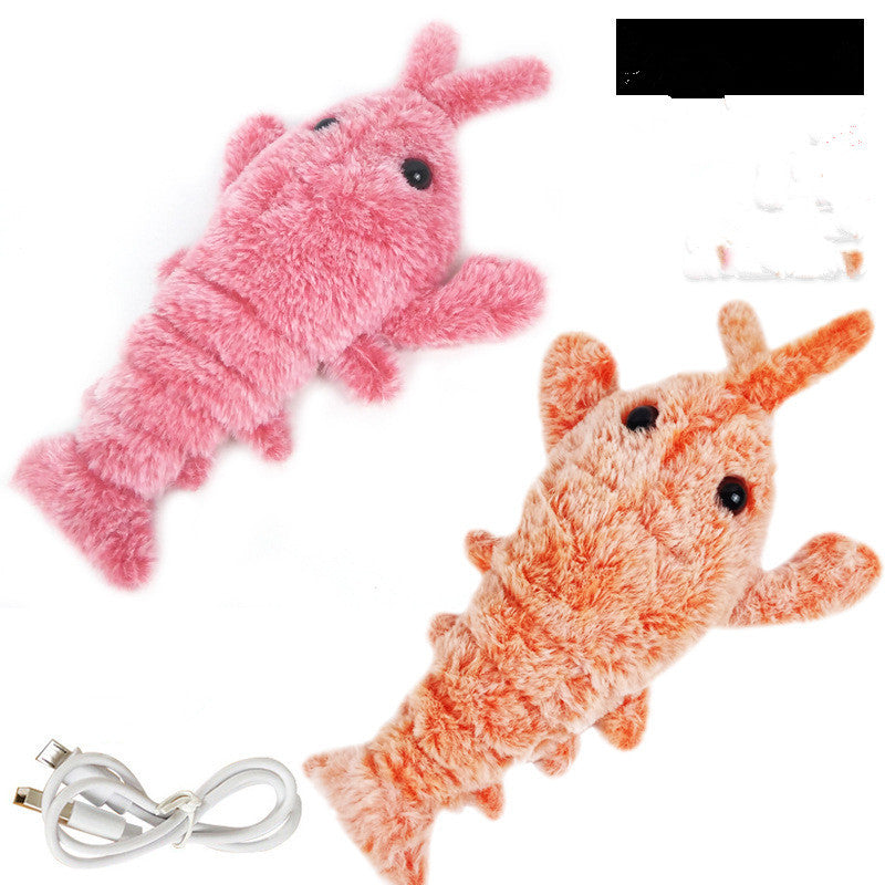 JMT-532106 Electric Jumping Shrimp Plush Toy – USB Rechargeable Interactive Cat Toy with Three Swing Modes