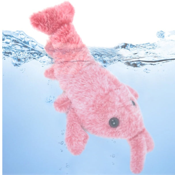 JMT-532106 Electric Jumping Shrimp Plush Toy – USB Rechargeable Interactive Cat Toy with Three Swing Modes