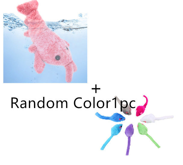 JMT-532106 Electric Jumping Shrimp Plush Toy – USB Rechargeable Interactive Cat Toy with Three Swing Modes