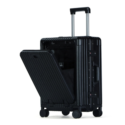 JMT-532170 Lightweight Aluminium Frame Carry-On Suitcase with Front Pocket for Travel