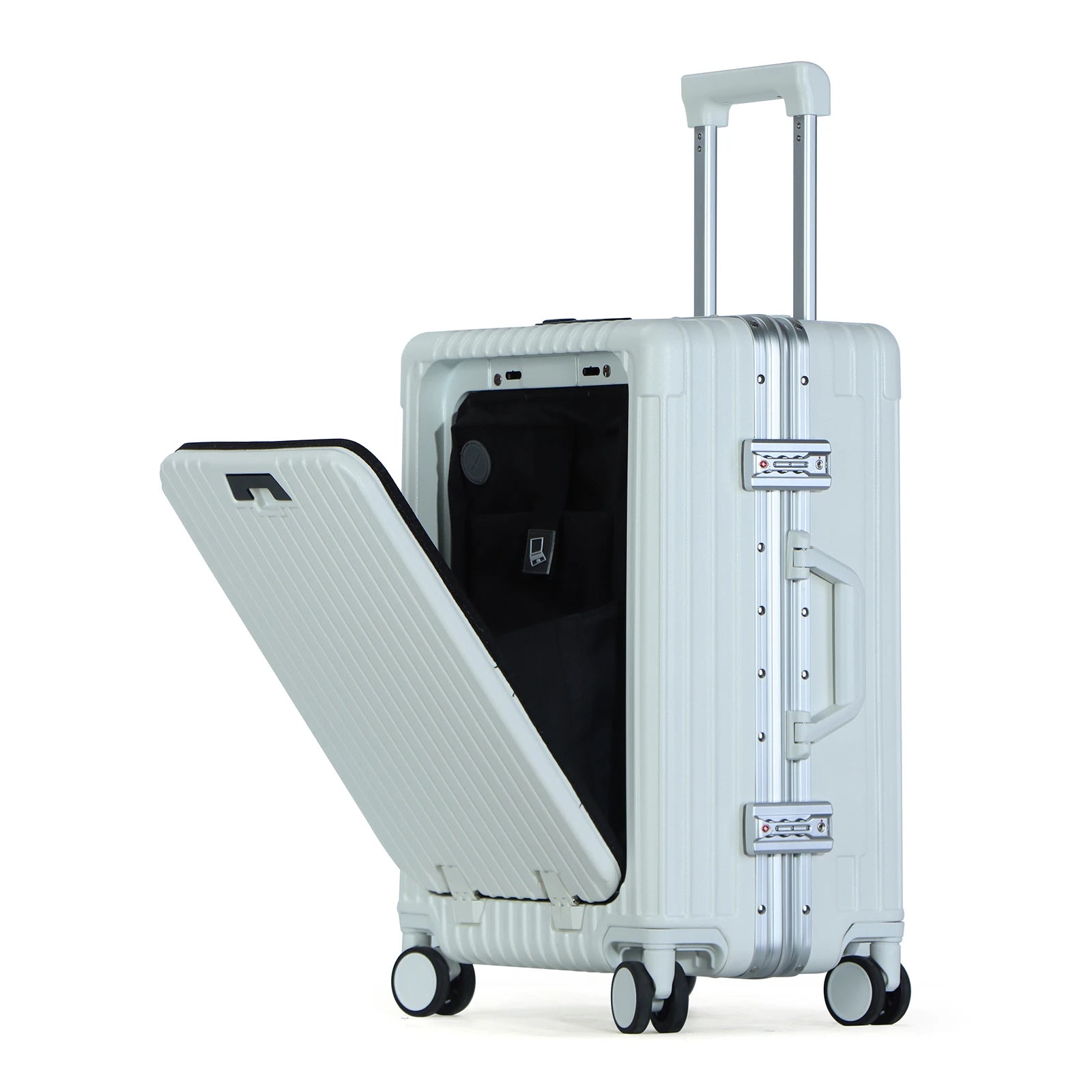 JMT-532170 Lightweight Aluminium Frame Carry-On Suitcase with Front Pocket for Travel