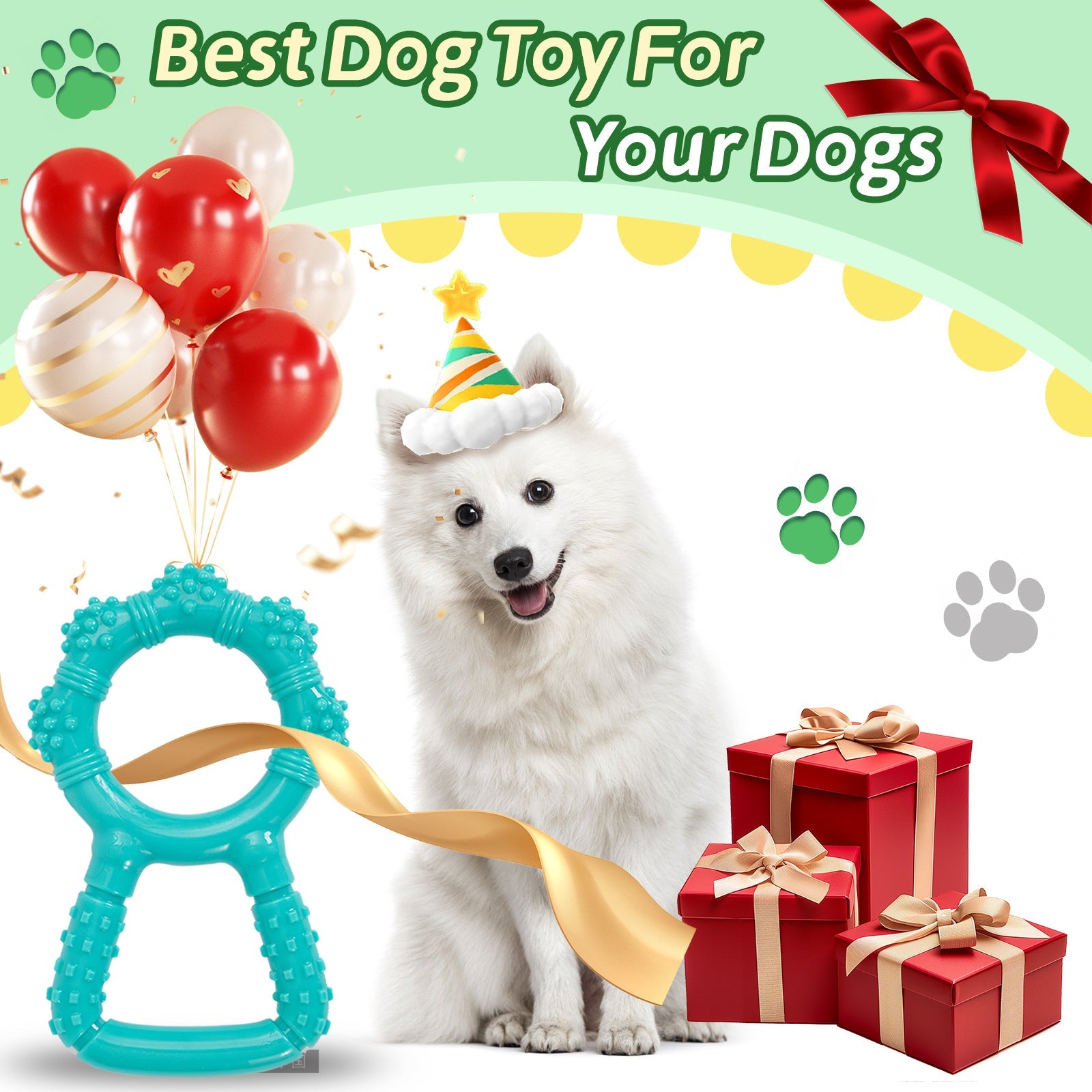 JMT-532426 Interactive Dog Chewing Toy with Teeth Grinding Stick and Pull Ring