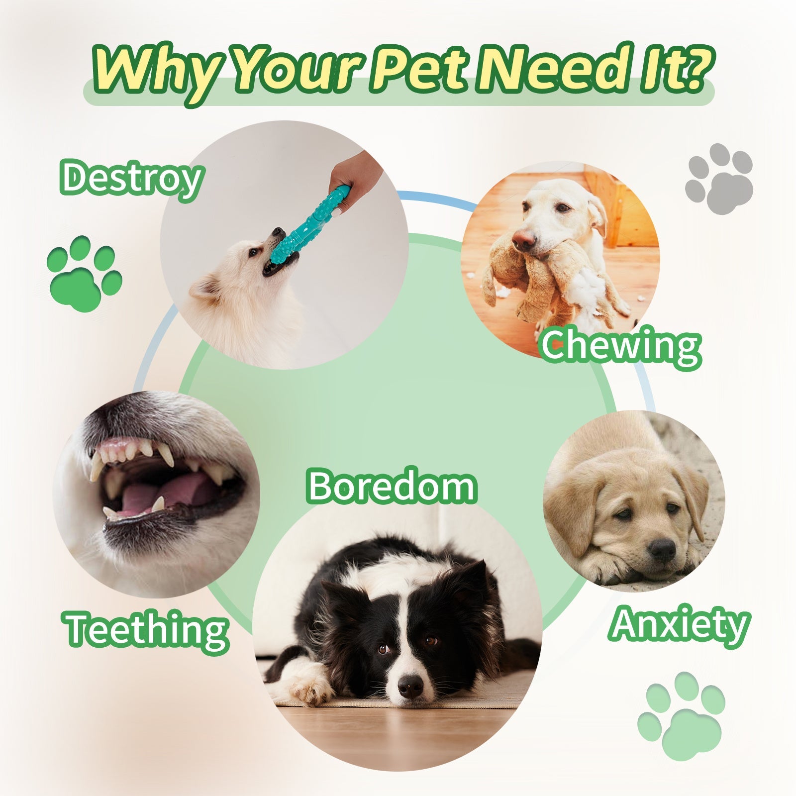 JMT-532426 Interactive Dog Chewing Toy with Teeth Grinding Stick and Pull Ring