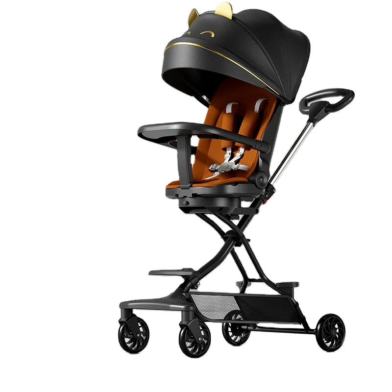 JMT-532426 Portable Foldable Reclining High Seat Baby Stroller Handcart for Children