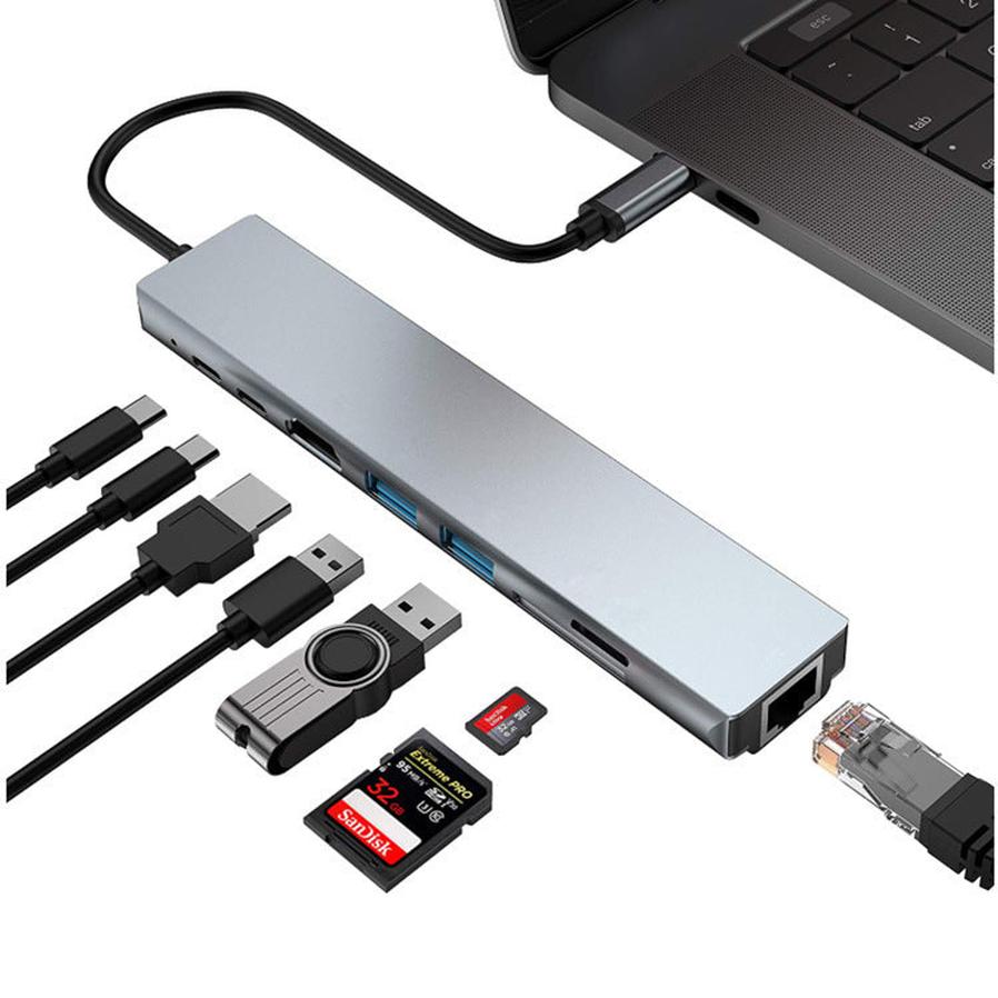 JMT-532618 Eight-in-One USB Type-C Hub Docking Station with Aluminum Alloy Design