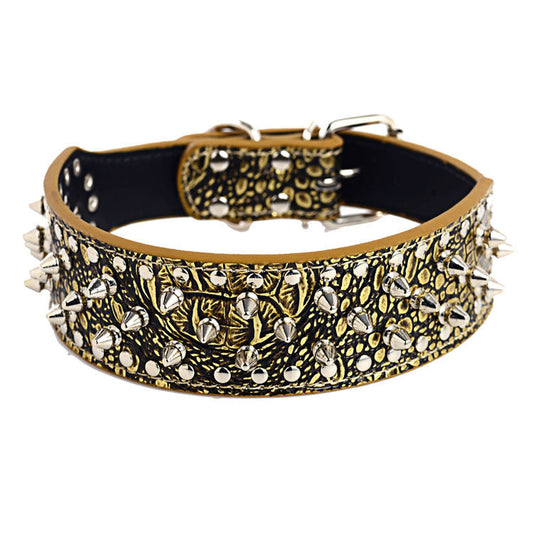 JMT-532938 Punk Rivet Design Large Dog Collar in Various Colors and Sizes