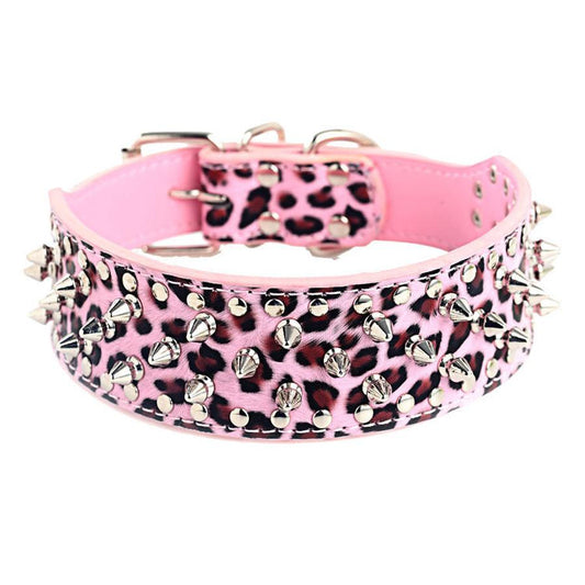 JMT-532938 Punk Rivet Design Large Dog Collar in Various Colors and Sizes