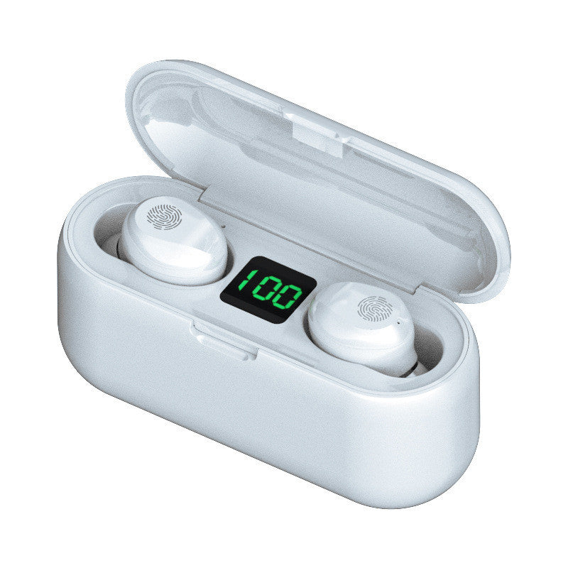 JMT-533578 F9 Smiley Mini TWS Bluetooth Headset with Stereo Sound, Voice Control, and Battery Display