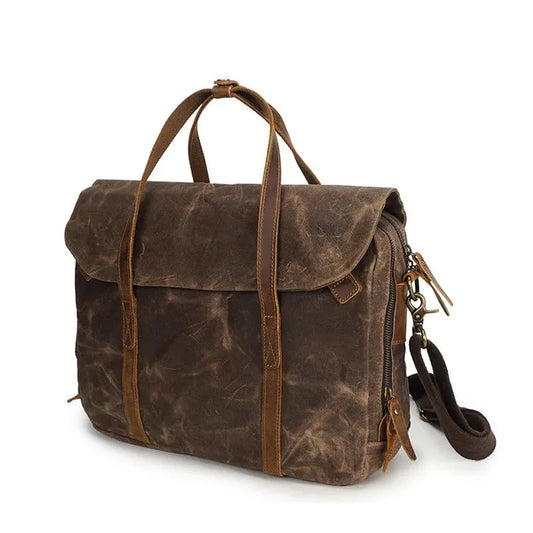 JMT-533834 Vintage Oil Waxed Canvas Laptop Briefcase for Men