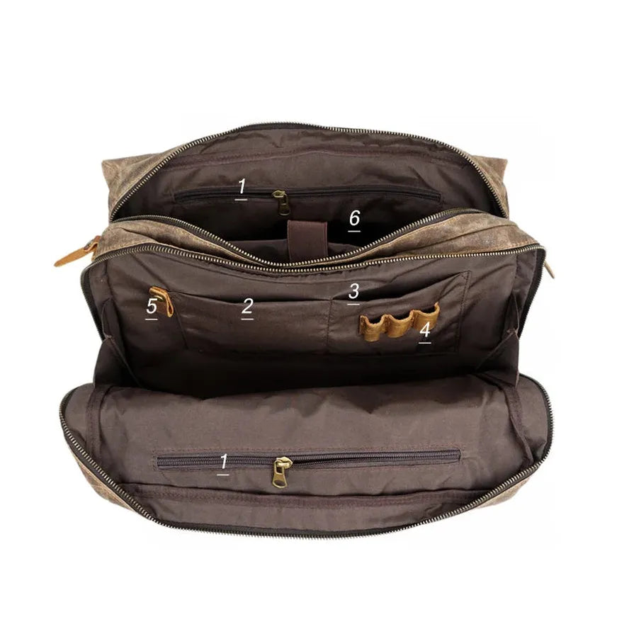 JMT-533834 Vintage Oil Waxed Canvas Laptop Briefcase for Men