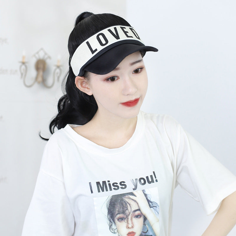 JMT-533962 Long Black Wig with Baseball Hat - Matte High Temperature Silk, Detachable Frame, 35CM Horsetail Length