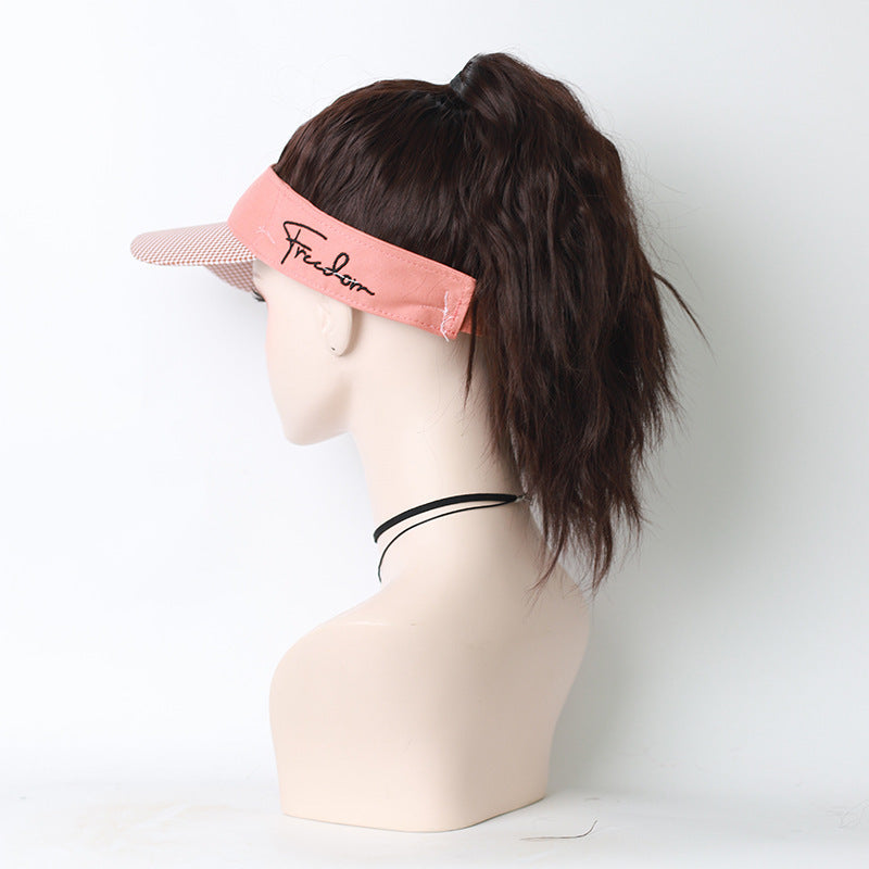 JMT-533962 Long Black Wig with Baseball Hat - Matte High Temperature Silk, Detachable Frame, 35CM Horsetail Length