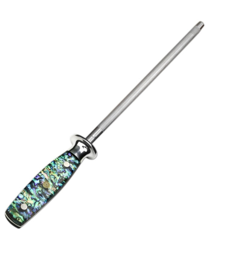JMT-534218 High Carbon Steel Knife Sharpener with Abalone Shell Handle