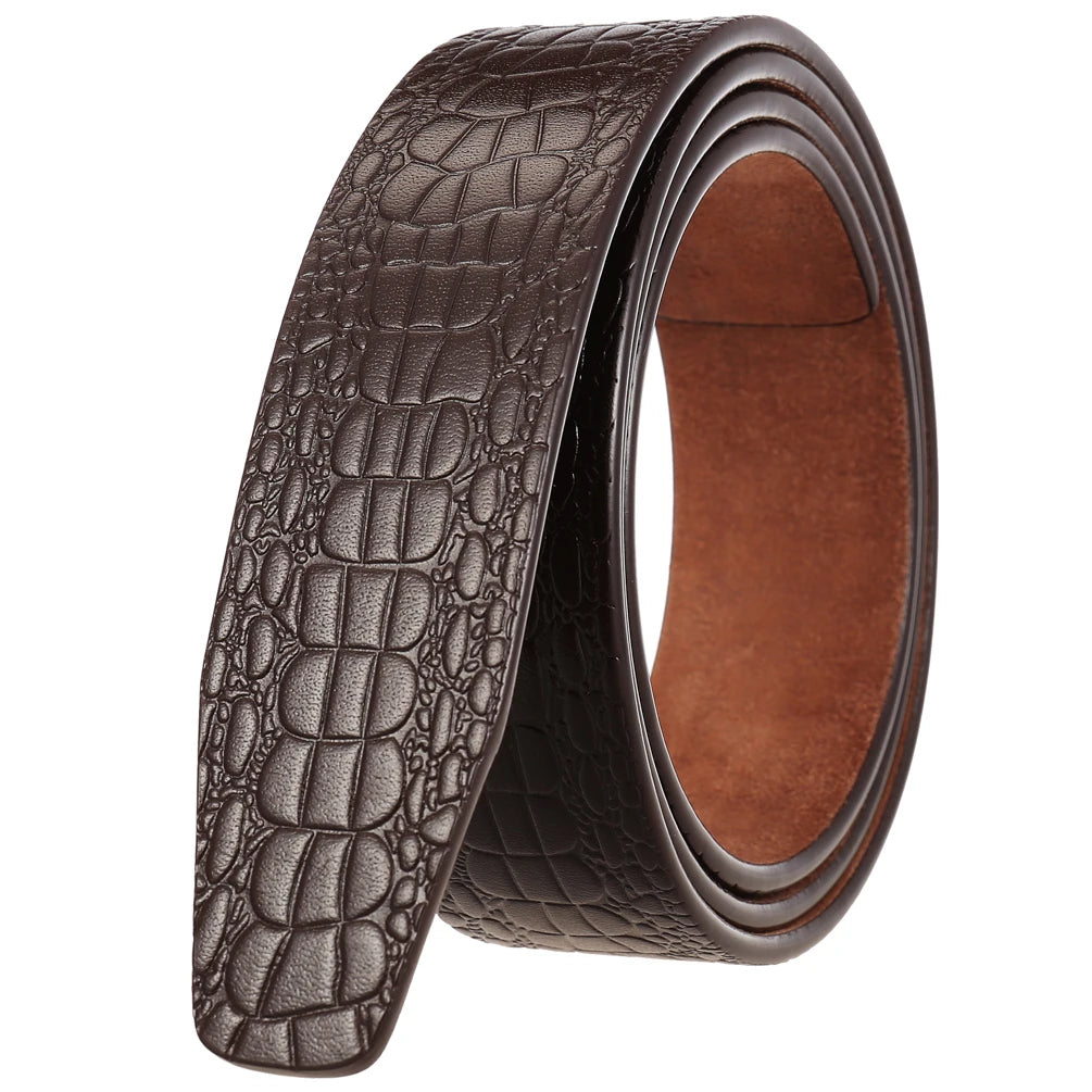 JMT-534346 Men's Cowhide Leather Belt with Crocodile Pattern - Classic Strap Design
