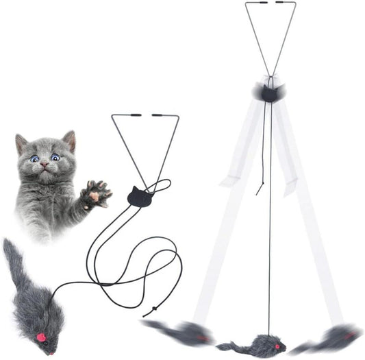 JMT-534410 Interactive Feather Cat Teaser Toy - Adjustable Hanging Play Accessory for Indoor Cats and Kittens
