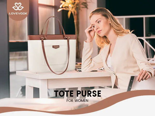 JMT-534410 Spacious 14 Inch PU Leather Briefcase for Women - Stylish Tote with Compartments for Office and School